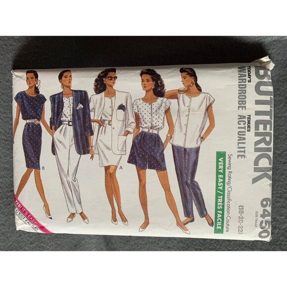 Butterick Misses Jacket Top Skirt Shorts Pants Sewing Pattern sz 18-22 6450 - un - Picture 4 of 4
